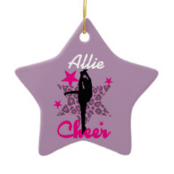 Pink cheerleader star ornament