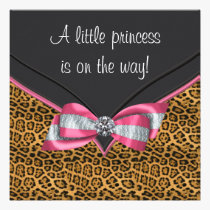 Pink Cheetah Princess Baby Shower invitations