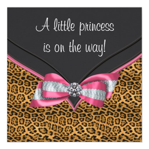 Pink Cheetah Princess Baby Shower Personalized Invitation