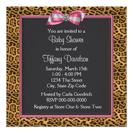 Pink Cheetah Princess Baby Shower Personalized Invitation