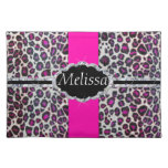 Pink Cheetah Print Diamond Monogram Place Mat