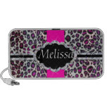 Pink Cheetah Print Diamond Monogram speakers