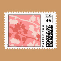 Pink Cherry Blossom Branches Wedding Postage postage by litabug Pink Cherry Blossom Branches Wedding Postage postage