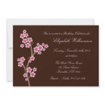 Pink Cherry Blossom Brown Birthday Invitations