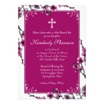 Pink Cherry Blossom Confirmation Invitation