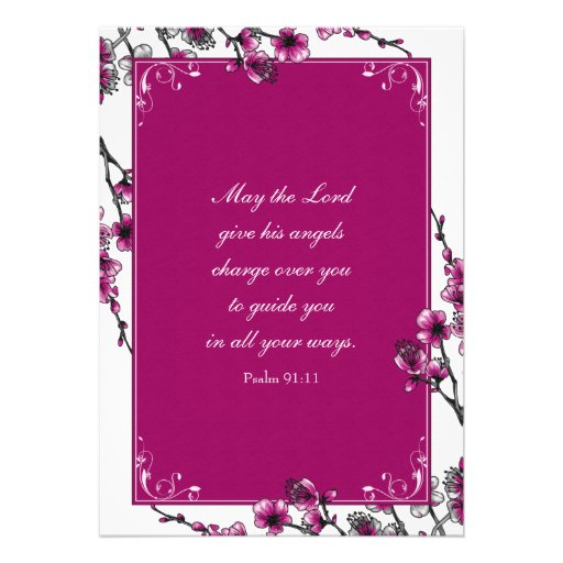 Pink Cherry Blossom First Communion Invitation