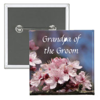 pink cherry blossom flowers wedding button