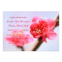 Pink cherry blossom flowers wedding invitation