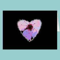Pink Cherry Blossom Heart Valentine Love Romance cards