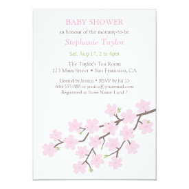 Pink Cherry Blossom Spring Baby Shower Invitations