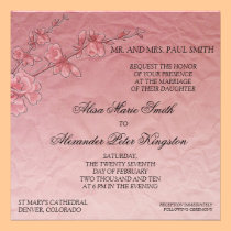 Pink Cherry Blossom Wedding Bridal invitation invitations