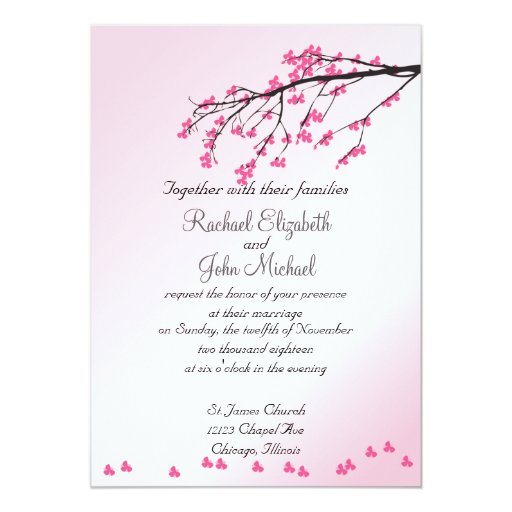 Pink Cherry Blossom Wedding Invitation