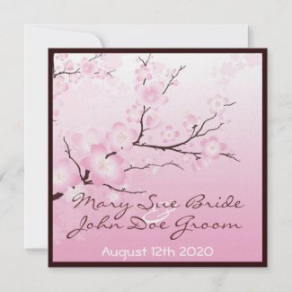 Pink Cherry Blossom Wedding Invitations invitation