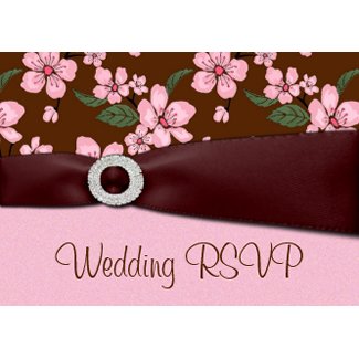 Pink Cherry Blossom Wedding RSVP Invitation Cards invitation