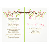 Pink cherry blossoms, mason jars wedding program flyers