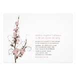 Pink Cherry Blossoms Sakura Swirls Wedding Invite