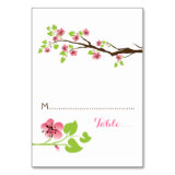 Pink cherry blossoms spring wedding place card table card