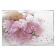 pink cherry flowers. floral photo art. place mat