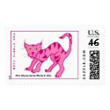Pink Chesie Cat by Wendy C. Allen postage