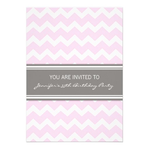 Pink Chevron 35th Birthday Party Invitations (front side)