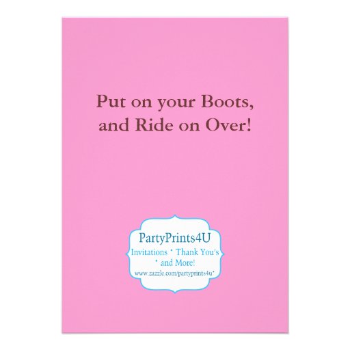 Pink Chevron, Blue Dots, Cowgirl Boot Birthday Personalized Invite