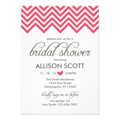 Pink Chevron Bridal Shower Invitation