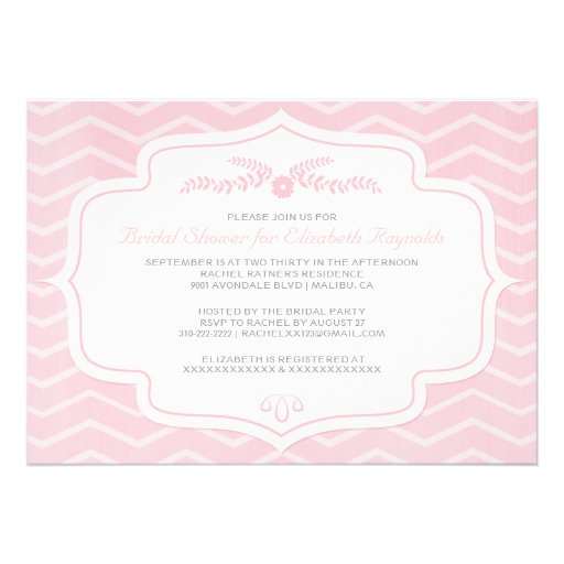 Pink Chevron Bridal Shower Invitations