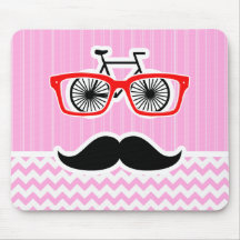 Pink Chevron Mustache; Funny Mouse Pad