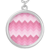 fashion, stripe, pink, chevron, zigzag, pattern, girly, modern, trendy, funny, cool, necklace, Necklace with custom graphic design
