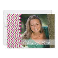Pink chevron photo graduation party announcement zazzle_invitation