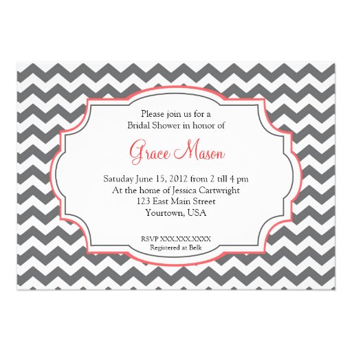 Pink Chevron Shower Invitation