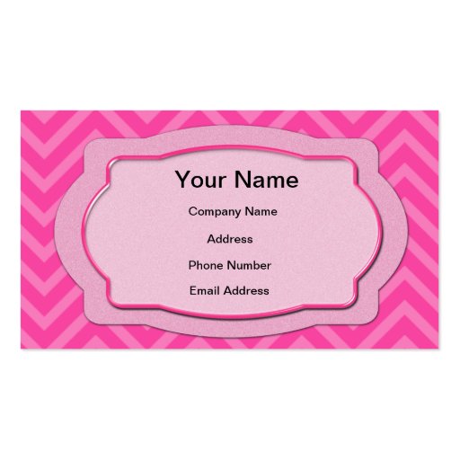 Pink Chevron Stripes Business Card (front side)