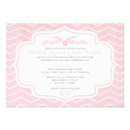 Pink Chevron Wedding Invitations
