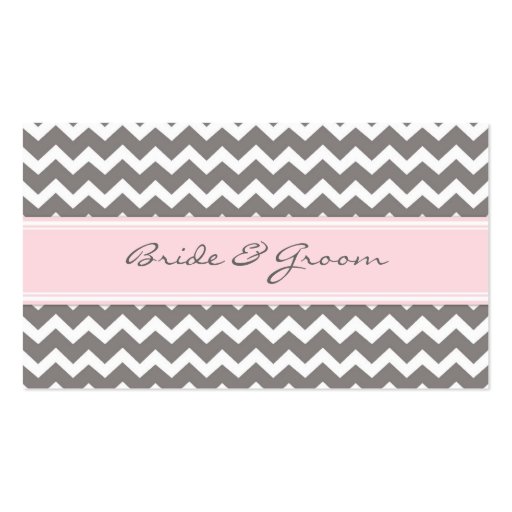 Pink Chevron Wedding Table Place Setting Cards Business Card Template (back side)