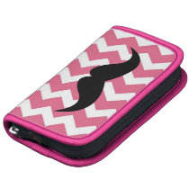 Pink chevron zigzag pattern cute chic mustache planners
