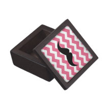 Pink chevron zigzag pattern trinket mustache premium gift boxes