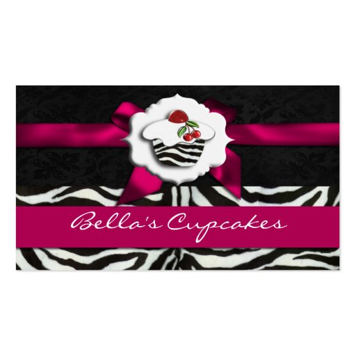 pink chic cupcake business Cards (front side)