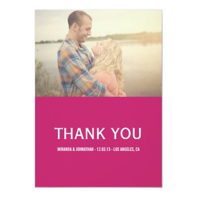 Pink Chic Photo Wedding Thank You Cards