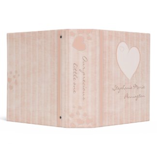 Pink chic stripes and hearts baby girl binder binder
