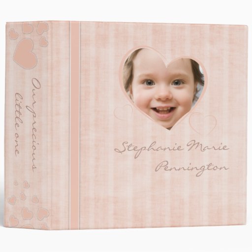 Pink chic stripes and hearts girl photo binder