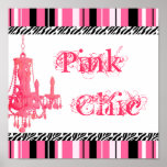 pink chic zebra print poster fun girly chandileir