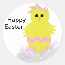 Pink Chick Egg Easter Stickers