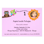 Pink Children's Birthday Party Owl Photo Invite
