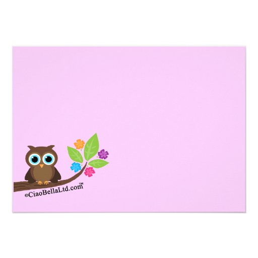 Pink Children's Birthday Party Owl Photo Invite