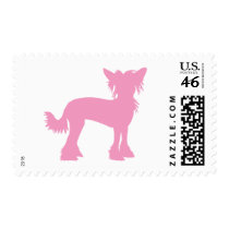 Pink Chinese Crested Silhouette Postage Stamp
