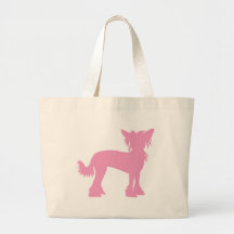 Pink Chinese Crested Silhouette Tote Bags