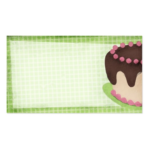 pink chocolate cake baking business card (front side)