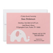 Pink & Chocolate Elephant Baby Shower Invitation