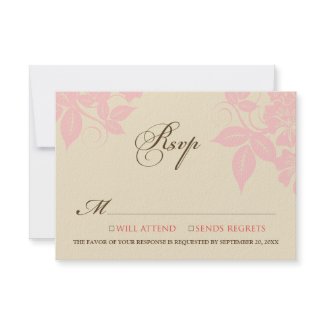 Pink/Chocolate Modern Floral RSVP Card invitation
