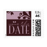 Pink & Chocolate Save The Date Small Postage postage